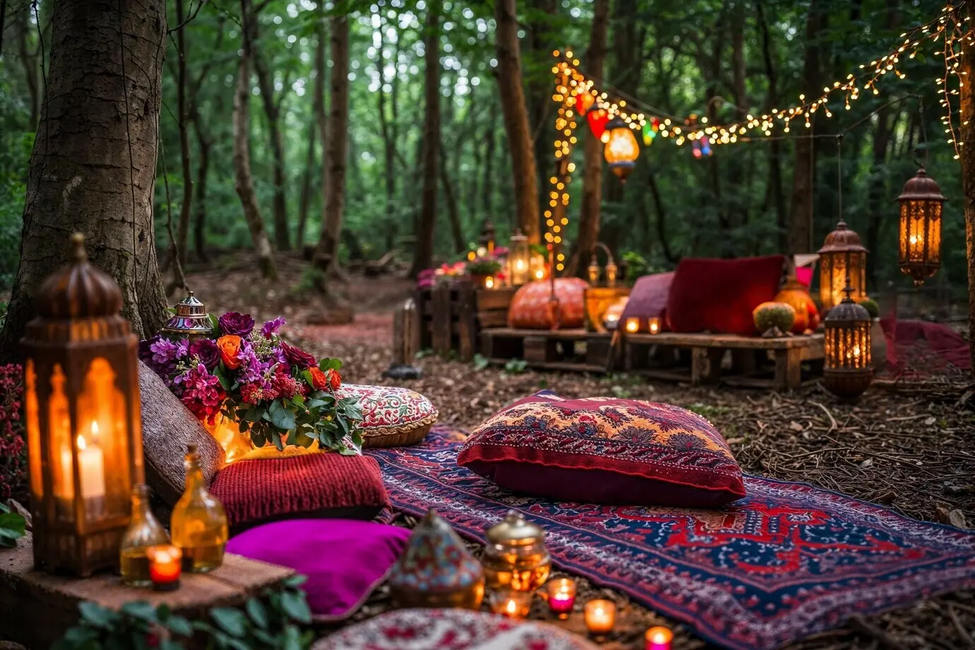 Fotorealistische Hochzeitslocation mit aufwendiger Dekoration und Ornamenten